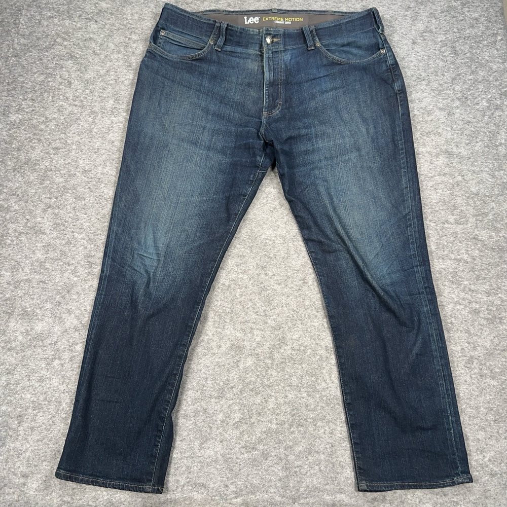 Lee Jeans Mens 38x30 Extreme Motion Straight Taper Blue Stretch Denim Western